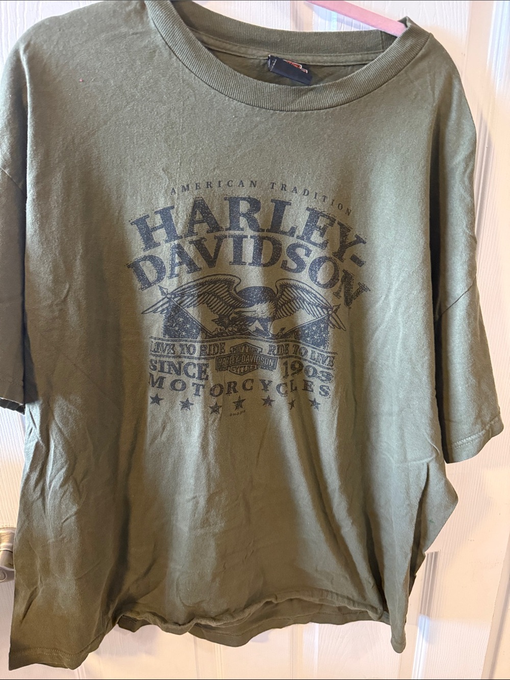Harley-Davidson Olive Green Short Sleeve Tee with Black Logo